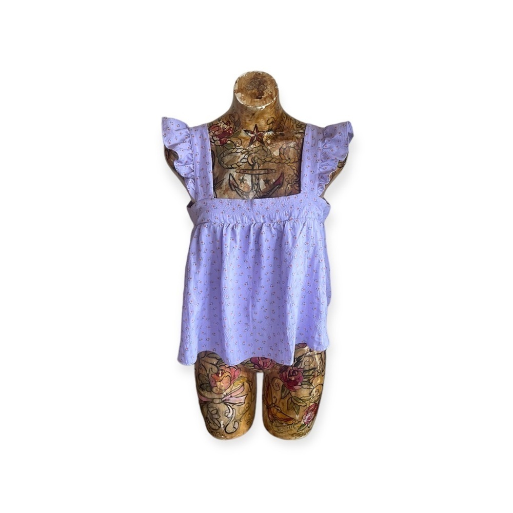 Vestique top sleeveless purple floral large